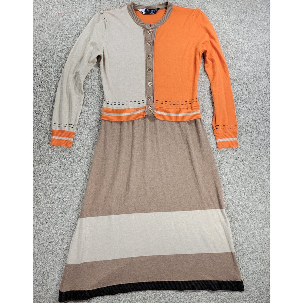 Elisa Cavaletti Blu Sweater Dress Womens 6 Cashmere Wool Blend Patchwork Knit